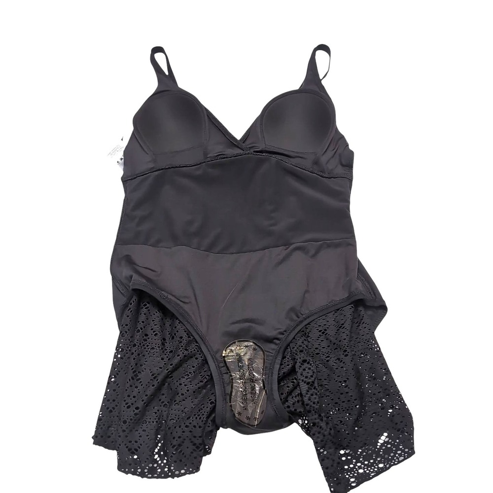 ALISHA LEVINE Swim Dress Womens Size 12 Black Crochet Swimsuit Swimwear NEW NWT - Picture 7 of 11
